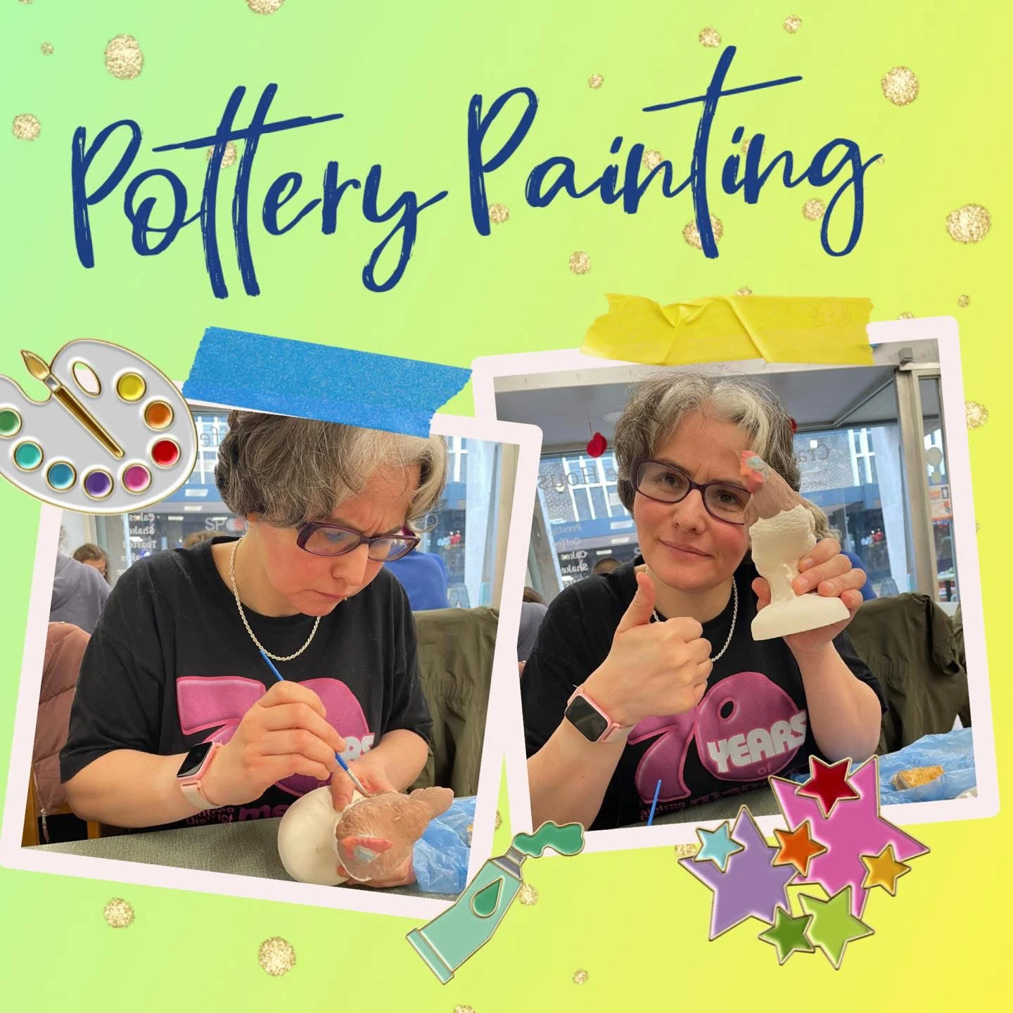 Service user engaged in pottery and painting